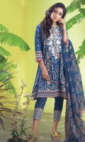DIGITAL PRINTED EMBROIDERED LAWN SHIRT: 3.00 M DIGITAL PRINTED VOILE DUPATTA: 2.50 M DIGITAL PRINTED EMBROIDERED CAMBRIC TROUSER: 2.00 M