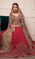 An All Red Classic With Gold Heavy Hand Embroidery And Cut Work  Gotta Work Lehnga And Dupaata  Organza Fabric  Cut-Straight Cut Front Open Shirt With Lehnga And Dupatta.