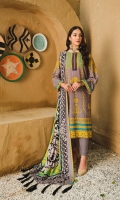 Shirt Printed Khaddar Front +Back+Sleeves 3.4M  Trouser Khaddar Trouser 2.5 M  Dupatta Printed Wool Shawl 2.5 M