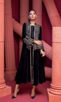 Shirt Embroidered Front and Sleeve's long gown finished With Lace and Stitching Details. Digital Printed Raw Silk Attached Inner. Back Plain Velvet. Inner Separate Plain velvet Inner. Trouser Plain Velvet Straight Trouser Finished With stitching details.