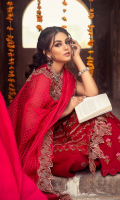 Shirt Embroidered Lawn Front 1.4 m Embroidered Schiffli Sleeves + Neck Front 1.4 m Embroidered Lawn Back 1.4 m Embroidered Front + Back + Sleeves Patti 1 m Embroidered Back Daman Patti 1 m Embroidered Chock Patti 3 m Embroidered Neck Front 1 Piece  Trouser Embroidered Cotton Trouser 2.5 m  Dupatta Embroidered Dupatta Patti 5 m Embroidered Dupatta Patti 2 m Organza Jacquard Dupatta 2.5 m