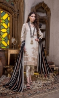 Shirt Jacquard LEATHER Front+ Back +Sleeves 3.4M Embroidered Front Neck Patti 1.5M  Trouser Embroidered Leather Trouser 2.5 M  Dupatta Embroidered Pashmina Shawl 2.5M