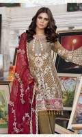 Embroidered chiffon front back and sleeves embroidered chiffon duppata Embroidered daman patch grip trouser and accessories