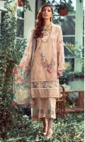 Three Pcs Superior Quality Pima Embroidered Lawn with Chicken Kari Work and Pure China Chiffon & Pure China Silk Dupattas along with Embroidery Patches