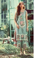 Three Pcs Superior Quality Pima Embroidered Lawn with Chicken Kari Work and Pure China Chiffon & Pure China Silk Dupattas along with Embroidery Patches