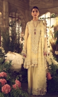 Bringing old world charm to your formals wardrobe this flared panelled kurta in sheer organza is intricately embellished with silk and metallic threads and worn with a diaphonous lemon organza dupatta finished with gold lamè scallops. Layered over a luxurious silk sharara with a heavily embellished border, this look merges tradition with modernity using Élan's signature ethos.
