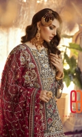 Embroidered Chiffon Front with sequence Embroidered Chiffon Back Embroidered Sleeves Embroidered Front Patch Embroidered Back Patch Embroidered Chiffon Dupatta Embroidered Net Fabric for Trouser ( Gharara / Sharara ) Trouser lining