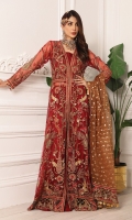 Net Embroidered Hand Made Front Right And Left Body Net Embroidered Hand Made Front Right And Left Panels Net Embroidered Front Side Panels Net Embroidered Back Body Net Embroidered Back Right And Left Panels Net Embroidered Back Side Panels Net Embroidered Sleeves Organza Bindi Dupatta Organza Embroidered Front Panels Lace Organza Embroidered Front And Back Border Organza Embroidered Border For Dupatta Palo Organza Embroidered Lace For Dupatta Dyed Raw Silk Trouser