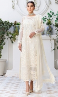 Organza Embroidered Hand Made Front Organza Embroidered back. Organza Embroidered Sleeves. Organza Embroidered Front and Back Border. Organza Embroidered Sleeves lace. Chiffon Embroidered dupatta. Raw Silk trouser.