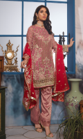 Chiffon Front with HANDWORK and Embroidery Embroidered chiffon Back Organza Front Back Border Embroidered Chiffon Sleeves with Handwork Chiffon Embroidered Dupatta Jacquard Trouser