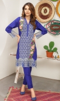 V NECK FULLY EMBROIDERED LONG SHIRT WITH FLORAL EMBROIDERED PATCHES AND PLAIN TROUSER