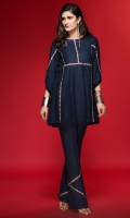 BOAT NECK SLUB KURTA WITH EMBROIDERED PATTI WORK AT FRONT & SLEEVES
