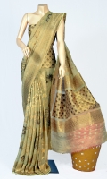 Maisori Tissue Fabric of Saree with Bridal Kundan Work all over and Fancy Style Anchal, Blouse Zarbafat Zari Work.