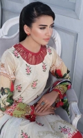 Lawn Digital Print Embroidered Shirt Front1.30 yards Digital Print Shirt Back and Sleeves2.00 yards Digital Print Bamber Chiffon Dupatta2.65 yards Dyed Cambric Trouser2.65 yards