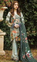 Three Piece Embroidered Twill Linen Suit With Staple Wool Shawl