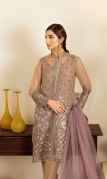 Embroidered Chiffon Front Plain Chiffon Back Embroidered Chiffon Sleeves Plain Net Dupatta (Contrast) Embroidered Organza Border For Front Embroidered Organza Border For Back Embroidered Organza Border For Sleeves Embroidered Organza Border For Jacket Embroidered Organza Pallu For Dupatta (Contrast) Embroidered Organza Lines For Dupatta (Contrast) Dyed Trouser