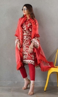 Embroidered Organza Dupatta – 2.5 meters Embroidered Net Shirt – 4.55 meters Dyed Inner & Trouser – 1.75 meters