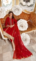 Embroidered Organza Dupatta – 2.5 meters Embroidered Cotton Shirt – 3 meters Dyed Trouser – 2.5 meters