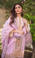 Jacquard Dupatta – 2.5 meters Embroidered Printed Lawn Front & Sleeves with Anchor & Sequins – 1.825 meters Printed Lawn Back – 1.175 meters Dyed Trouser – 1.75 meters