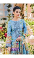 Digitally printed lawn shirt Digitally printed chiffon dupatta Dyed cotton trouser Embroidered organza patch for neckline Embroidered organza border for shirt front Embroidered organza border for sleeves Embroidered organza motifs for trouser