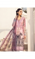 Digitally printed lawn shirt Digitally printed chiffon dupatta Dyed cotton trouser Embroidered organza border for neckline Embroidered organza border for shirt front Embroidered organza border for trouser