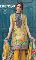 - Digital Print Cotton Cambric Embroidered with Digital Net Dupatta.