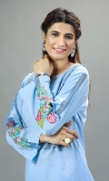Blue Chicken kari knee length shut with embroidery on the sleeves and neck. Lace on neckline and damaan