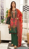 3PC Digital Printed and Embroidered Suvic Chiffon Suit