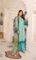Chikenkari Sequence Lawn Shirt Chiffon Dupata Plain Trouser
