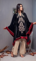 Fabric: Embroidered Velvet Poncho, Banarasi Trouser.