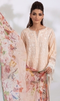 Chikankari Embroidered Front (Pima Cotton) Chikankari Embroidered Sleeve (Pima Cotton) Chikankari Embroidered Back (Pima Cotton)​ Dyed Trouser (Pima Cotton)​ Digital Print Dupatta (100% Pure Chinese Chiffon)​ Double Lace for Daaman & Sleeve (2.5 YD)