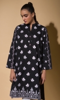 Black Embroidered Kurta Full Sleeves Fancy Buttons