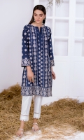 Navy Blue Embroidered Kurta Full Sleeves  Embroidered Front & Back