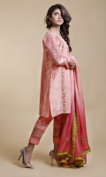Cotton net and Chikan panels with insertion lace and intricate embroidered details on front and sleeves
