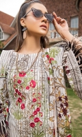 EMB PRINTED LAWN SHIRT : 3 MTR PRINTED TROUSER : 2.5 MTR  PRINTED LAWN DUPATTA : 2.5 MTR ACCESSORIES SLEECES PATCH : 2 PCS