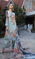 EMB PRINTED LAWN SHIRT : 3 MTR PRINTED TROUSER : 2.5 MTR  JACQUARD PRINTED LAWN DUPATTA : 2.5 MTR ACCESSORIES 3D FLOWER : 2 PC