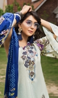 EMB PRINTED LAWN SHIRT : 3 MTR DYED TROUSER : 2.5 MTR  PRINTED LAWN DUPATTA : 2.5 MTR ACCESSORIES LACE : 1 PC