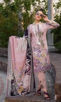 EMB PRINTED LAWN SHIRT : 3 MTR DYED TROUSER : 2.5 MTR  PRINTED LAWN DUPATTA : 2.5 MTR ACCESSORIES TROUSER PATCH : 2 PC
