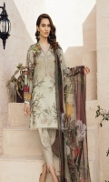 Shirt Front: Digital Printed Embroidered Lawn Shirt Back & Sleeves: Digital Printed Lawn Dupatta: Digital Printed Chiffon  Neck Lace: Organza Embroidered Trouser: Dyed Cambric