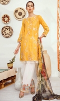 Shirt Front: Digital Printed Embroidered Lawn Shirt Back & Sleeves: Digital Printed Lawn Dupatta: Digital Printed Chiffon Trouser: Dyed Cambric  Trouser Lace: Organza Embroidered