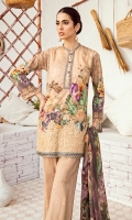Shirt Front Back & Sleeves: Digital Printed Lawn Dupatta: Digital Printed Chiffon Daman Lace: Organza Embroidered Neck Lace: Organza Embroidered Trouser: Embroidered Cambric