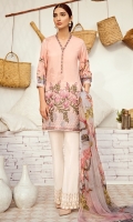 Shirt Front Back & Sleeves: Digital Printed Lawn Dupatta: Digital Printed Chiffon Neck Lace: Organza Embroidered Daman Lace: Organza Embroidered Trouser: Dyed Cambric Trouser Lace: Organza Embroidered