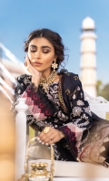 Shirt Front: Borer Embroidered Lawn Shirt Back: Embroidered Lawn Sleeves: Borer Embroidered Lawn Dupatta: Digital Printed Silk Shirt Front Lace: Embroidered Silk Sleeve Lace: Embroidered Silk Trouser: Dyed Cambric