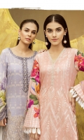 IFL -07 Apricot Blush Shirt Front: Digital Printed Embroidered Lawn Shirt Back & Sleeves: Digital Printed Lawn Dupatta: Digital Printed Chiffon  Neck Lace: Organza Embroidered Trouser: Dyed Cambric  IFL -10 Lavender Frost Shirt Front Back & Sleeves: Digital Printed Lawn Dupatta: Digital Printed Chiffon  Neck Lace: Organza Embroidered Daman Lace: Organza Embroidered Trouser: Dyed Cambric  Trouser Lace: Organza Embroidered