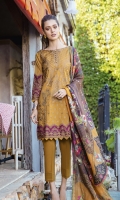 Shirt Front: Embroidered Lawn (1.25 Meters) Shirt Back & Sleeves: Dyed Lawn (1.68 Meters)) Dupatta: Digital Printed Pure Medium Silk (2.5 meters) Front & Back Daman Lace: Embroidered Lawn (1.8 meters) Sleeves Lace: Embroidered Lawn (1 meter) Trouser: Dyed Cambric (2.5 meters)