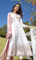 Shirt Frock Front & Back: Embroidered Lawn (2.6 meters) Frock Front Bodice: Embroidered Lawn (0.6 meter) Frock Back Bodice: Embroidered Lawn (0.6 meter) Sleeves: Embroidered Lawn (0.7 meter) Dupatta: Embroidered Cotton Net (2.5 meters) Sleeves Lace: Embroidered Organza (1 meter) Dupatta Lace: Embroidered Organza (4 Sides) (7.6 meters) Trouser: Dyed Cambric (2.5 meters)