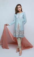 Embroidered Lawn Frock with Printing  Shirt + Duppata