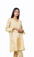 Golden Jacquard Shirt with pleated side panels & knotted Sleeves Jacquard 1 Pc(Shirt Only)