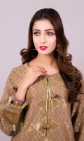 Golden Jacquard Shirt with tassels on front & Lace on sleeves Jacquard 1 Pc(Shirt Only)