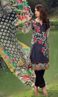 Printed and embroided front 1.25 M Printed back and sleeves 1.9M Dyed trouser 2.5 M, Chiffon Dupatta 2.5M
